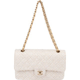 Chanel Quilted Tweed 24K Gold Medium Double Flap Crossbody Bag