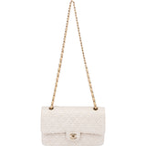 Chanel Quilted Tweed 24K Gold Medium Double Flap Crossbody Bag
