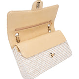 Chanel Quilted Tweed 24K Gold Medium Double Flap Crossbody Bag