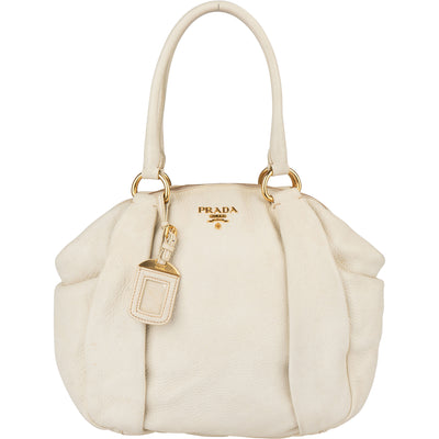 Prada White Calfskin Vitello Handbag