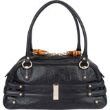 Gucci Black Leather GG Monogram Horsebit Handbag