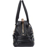Gucci Black Leather GG Monogram Horsebit Handbag