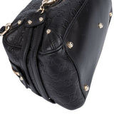 Gucci Black Leather GG Monogram Horsebit Handbag