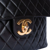 Chanel Brown Quilted Lambskin 24k Jumbo Single Flap Crossbody bag