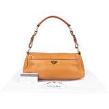 Prada Brown Leather Triangle Baguette Shoulder Bag
