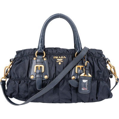 Prada Blue Quilted Nylon Handbag