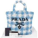 Prada Blue Gaufre Raffia Handbag