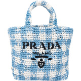 Prada Blue Gaufre Raffia Handbag