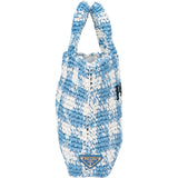 Prada Blue Gaufre Raffia Handbag