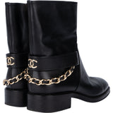 Chanel Leather CC Chain Boots (37,5)