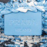 Prada Blue Gaufre Raffia Handbag