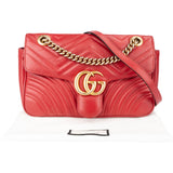Gucci Red Leather Marmont GG Crossbody Bag