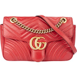 Gucci Red Leather Marmont GG Crossbody Bag