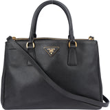 Prada Black Saffiano Leather Galleria Handbag