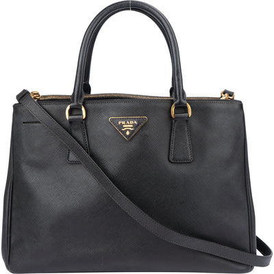 Prada Black Saffiano Leather Galleria Handbag