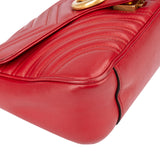 Gucci Red Leather Marmont GG Crossbody Bag