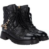 Chanel Quilted Lambskin Chain Boots (37 1/2)