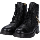 Chanel Quilted Lambskin Chain Boots (37 1/2)