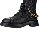 Chanel Quilted Lambskin Chain Boots (37 1/2)
