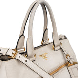 Prada White Calfskin Vitello Handbag