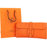 Hermès Orange Leather Jige Clutch