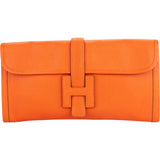 Hermès Orange Leather Jige Clutch