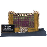 Chanel Tweed Velvet Single Flap Crossbody boy Bag