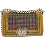 Chanel Tweed Velvet Single Flap Crossbody boy Bag