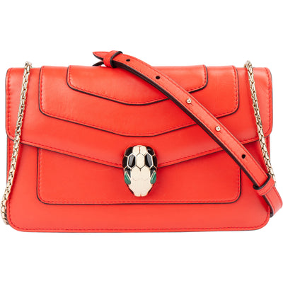 Bvlgari Red Leather Serpenti Forever Crossbody Bag