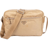 Prada Beige Nylon Triangle Side Crossbody Bag