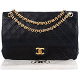 Chanel Quilted Lambskin 24K Gold Double Flap Crossbody Bag