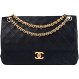 Chanel Quilted Lambskin 24K Gold Double Flap Crossbody Bag