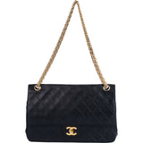 Chanel Quilted Lambskin 24K Gold Double Flap Crossbody Bag