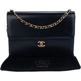 Chanel Dark Blue Boxcalf 80s Single Flap Shoulder Bag