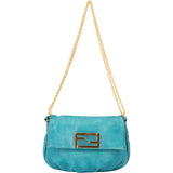 Fendi Blue Leather Fendista Chain Crossbody Bag