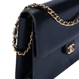 Chanel Dark Blue Boxcalf 80s Single Flap Shoulder Bag