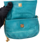Fendi Blue Leather Fendista Chain Crossbody Bag