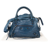 Balenciaga Blue Leather City Handbag