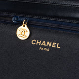 Chanel Dark Blue Boxcalf 80s Single Flap Shoulder Bag