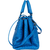 Bottega Veneta Blue Intrecciato Leather Roma Handbag