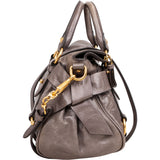 Miu Miu Grey Leather City Handbag - vintageandkickz