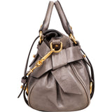 Miu Miu Grey Leather City Handbag - vintageandkickz