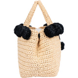 Prada Raffia Pompom Satchel Handbag