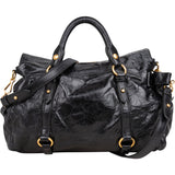 Miu Miu Black Leather City Handbag