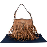 Prada Brown Soft Calf Fringe Bucket Handbag