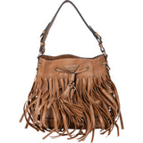 Prada Brown Soft Calf Fringe Bucket Handbag