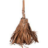 Prada Brown Soft Calf Fringe Bucket Handbag