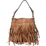 Prada Brown Soft Calf Fringe Bucket Handbag