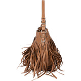 Prada Brown Soft Calf Fringe Bucket Handbag