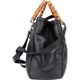 Gucci Black Leather Bamboo Handbag